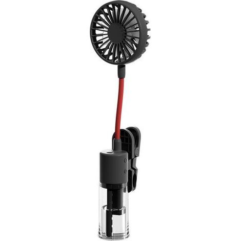 Mini ventilador portátil con función de nebulización, ventilador de escritorio con clip, flexible y ajustable, ventilador de cuello portátil para humidificación. (1/3)