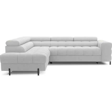 Sofá cama Gris claro FERRUM 5 plazas ángulo izquierdo con cabeceras 276x93x200cm (1/5)