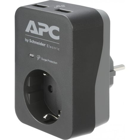 Adaptateur APC PME1WU2B-GR avec protection contre les surtensions 3680W 1x prise + 2x chargeur USB (1/3)