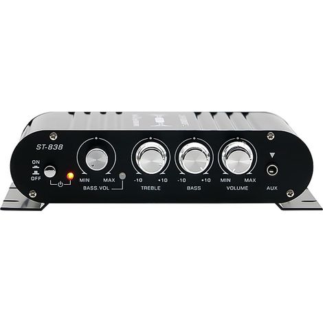838 HiFi Power Amplifier 2.1 Channels 80W X 2 Bass Stereo Sound Amplifier with Subwoofer Output Home Audio Amplifier Black (1/5)