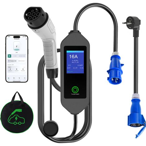 Irovami Chargeur VE 7kW type 2 – 5m, Bluetooth, courant 8-32A, maison/voyage (1/5)
