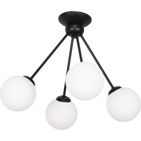 Lampada da soffitto con paralume nero e sfere di vetro lindos 14-851 (1/2)