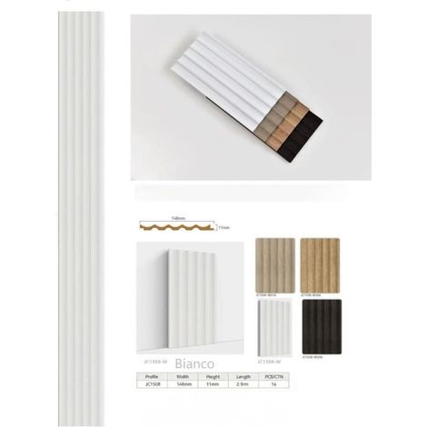 TRADE SHOP - Pannello Decorativo 3d Bianco 11x148x290 Cm Effetto Ondulato Moderno In Ps - (1/4)