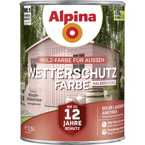 Alpina Wetterschutzfarbe 2,5 L kirschblütenrosa Holzschutzfarbe (1/3)