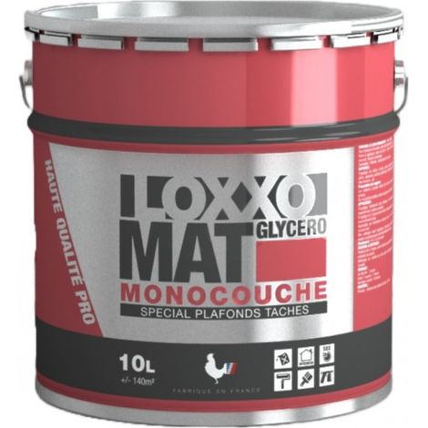 Loxxo Peinture Glycéro - Spécial Plafonds tachés - Monocouche - Blanc Mat Couleur: BLANC - Conditionnement: 10L