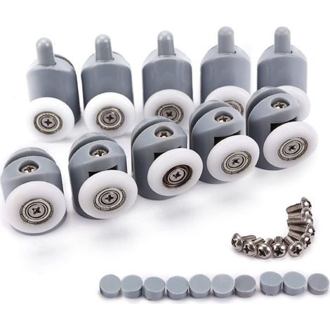 Lot de 10 roulettes de douche ajustables 25mm – Rouleaux en plastique durable – Pour cabine de douche – Installation rapide – - 10pcs (1/5)