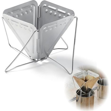 Faltbarer Kaffeefilter aus Edelstahl Kompakter Reisekaffeefilter für Camping und Reisen Silber (1/5)