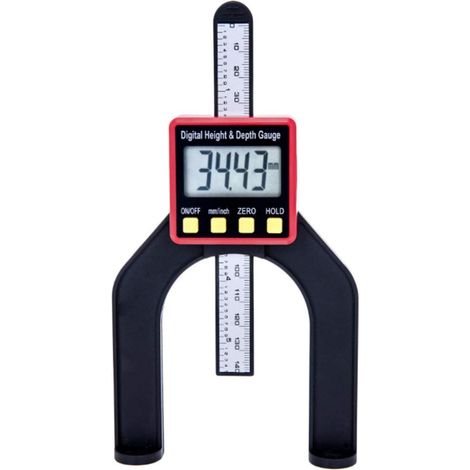 Digitaler Höhen- und Tiefenmesser (50 mm, 80 mm), magnetbasiert – großes digitales LCD-Display für die Holzbearbeitung – Rot