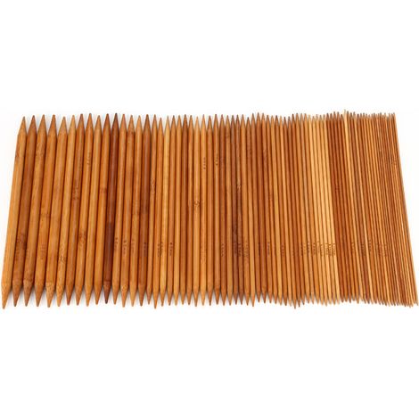 Aiguilles à tricoter en bambou Moso chinois, double pointe, patine foncée, 20 cm (1/5)