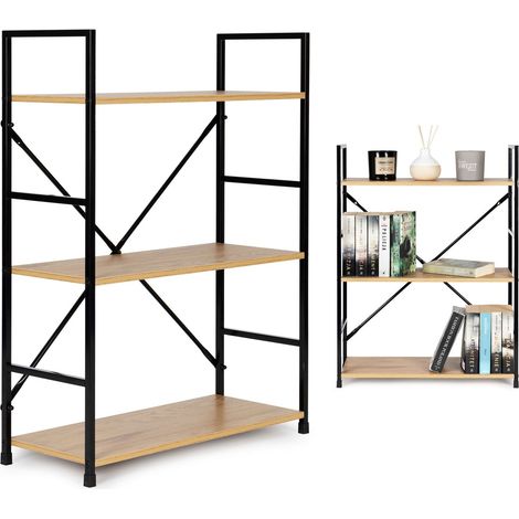 Bibliotheque en bois avec structure en metal large loft 3 etageres