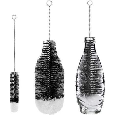 Lot de 2 Goupillon Bouteille Brosses de Nettoyage Brosse Bouteille Nettoyage Avancé pour Bouteilles en Verre Thermos Biberons Et Tasses (1/5)