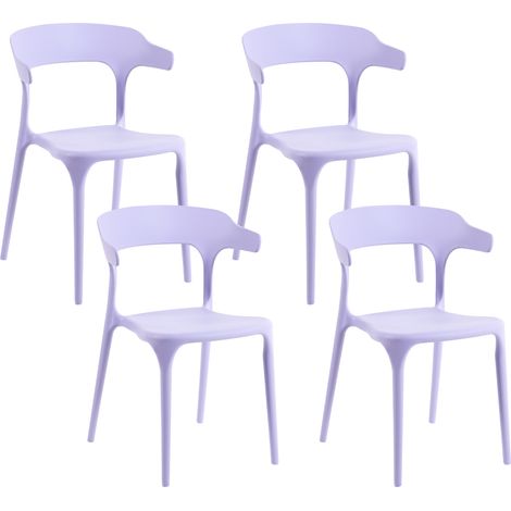 Conjunto de 4 sillas de jardín de plástico resistente interior exterior violeta Gubbio (1/5)