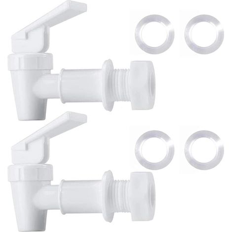 Robinet en Plastique - Rechange pour Comptoir, Seau d'Eau Domestique, Système de Filtration de Refroidisseur, Carafe (2 Blancs) (1/5)