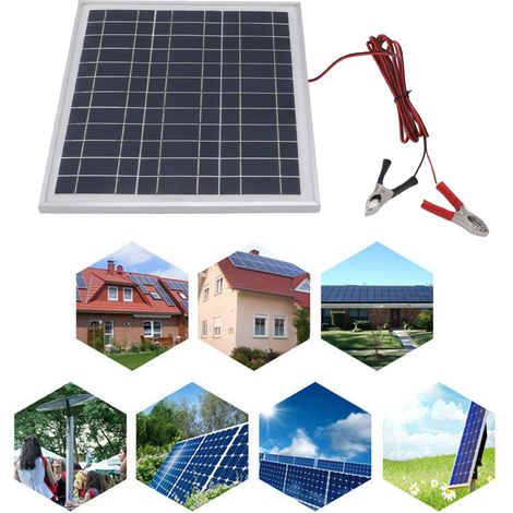 Tragbares 50-W-Solarpanel, monokristalliner Aluminiumrahmen mit Klemmen, 18-V-Gleichstrombatterie (3 m Kabel, 27 x 28 cm) (1/5)