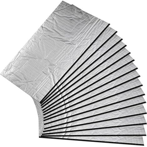 Lot de 15 feuilles de 5 mm de natte isolante en alu-butyl autocollante, isolation acoustique autocollante, isolation acoustique autocollante pour voiture pour la protection contre le bruit (1/5)