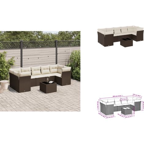 8-tlg. Garten-Sofagarnitur mit Kissen Braun Poly Rattan - Garten Sofagarnitur - Garten Sofagarnituren - Outdoor Sofagarnitur - Sofagarnitur Terrasse