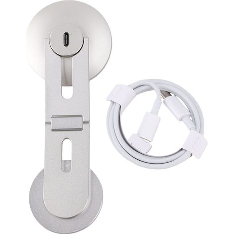 Support magnétique téléphone portable, chargeur sans fil rapide 15W, IOS 17 16 15 14 13, argent (1/5)