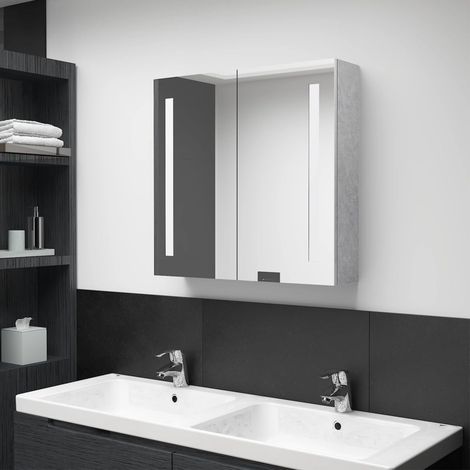 Bathroom Cabinet  Concrete Grey  MDF in melamine finish, glass  Medium vidaXL (1/5)