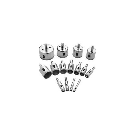 BRAVIX Foret de Diamant, 15 Pièces Scie Cloches Outils Set,Scie Diamantée pour Verre/Carrelage/Céramique/Marbre/Porcelaine Acier Au Carbone 8mm-50mm (1/5)