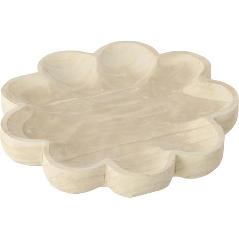 Coupelle Décoratif en Bois "Fleur" 38cm Blanc