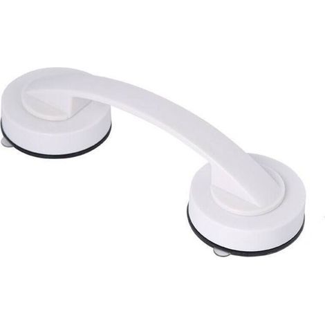 Poignée de douche simple sans perforation - Ventouse verrouillable - Poignée de douche pour personnes âgées avec poignée à ventouse - Blanc (1/5)