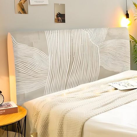Housse de Tete de Lit 160 cm, Housse Tete de Lit Extensible, Beige Moderne Housse de Protection Tête de Lit Déhoussable et Lavable, Anti-poussière (1/5)