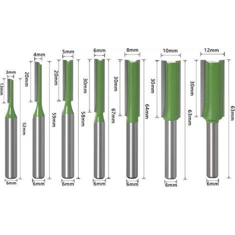 Coffret de 7 fraises à bois 3-12mm – Tige 6mm double cannelure – Pour défonceuse et menuiserie – Acier au carbone pour coupe précise (1/5)