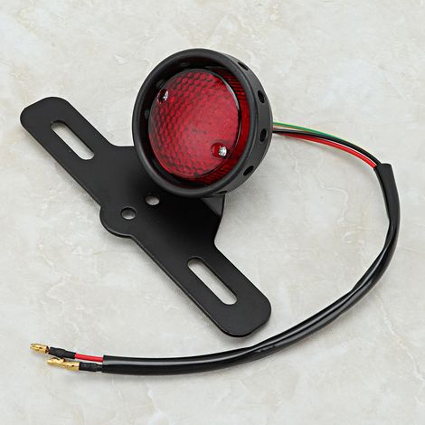 Feu arrière moto en alliage d'aluminium noir - Accessoire phare stop pour motocyclette (1/5)
