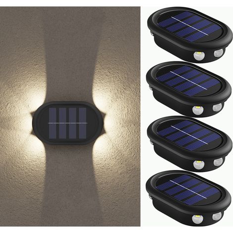 4 lámparas solares para escaleras de patio, 6 luces LED solares para patio, césped, jardín, calle, festival, decoración exterior, blanco cálido (1/5)