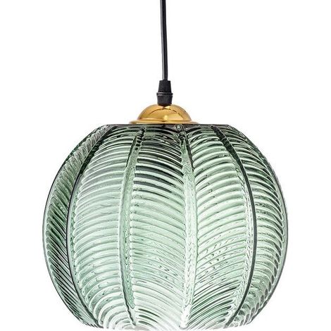 Suspension luminaire cuisine E26 – Abat-jour en verre vert – Hauteur réglable 150 cm – Compatible plafonds plats et inclinés (1/5)