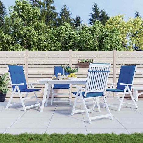 vidaXL Cojín silla de jardín respaldo alto 4 uds tela azul 120x50x3 cm (1/5)