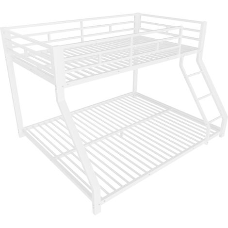 Litera de metal, 90 x 200 cm / 140 x 200 cm, blanca, EN747, con escalera y barandilla (1/5)