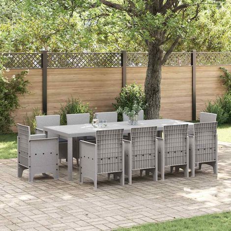 Set da Pranzo per Giardino 11 pz Grigio chiaro Polipropilene vidaXL (1/5)