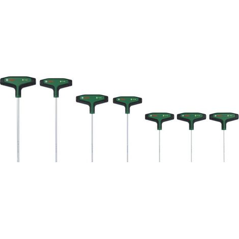 Jeu de tournevis Torx à manche T Bosch 7 pièces TX9–TX40 avec porte-rail métallique vert (1/5)