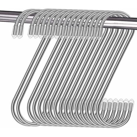 Lot de 16 Crochets en S en Acier Inoxydable, Forme de S Crochets en Métal, Crochet Multifonctions, pour Cuisine, Salle de Bain, Chambre et Bureau(Argent) (1/5)