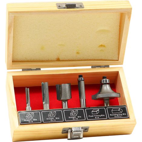 Oberfräsen Satz Holzfräser Aufsatz Nuten Abkanten Nutfräse Set 5 teilig (1/4)