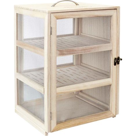 Garde-manger 28x24x39cm – 2 plateaux perforés amovibles – Pour fromages et charcuterie – Crochets pour saucissons – Cook Concept