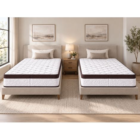 Lot de 2 Matelas 80x200 Mousse à Mémoire de Forme 50 Kg/m3 + Poli Lattex Indéformable - Soutien Très Ferme - Hauteur 23 cm 80 200 King Memory (1/4)