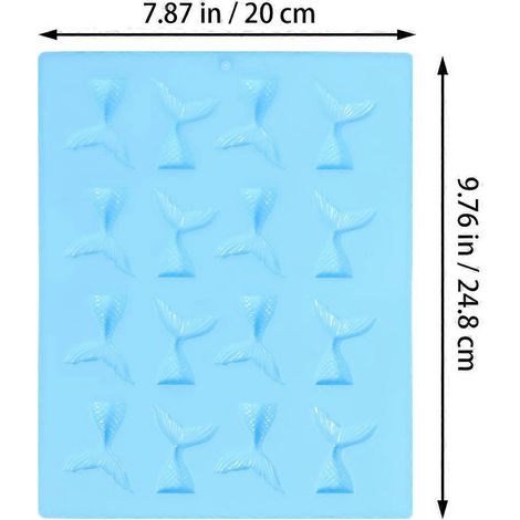Moule en silicone en forme de queue de poisson pour la décoration de gâteaux (lot de 2), bleu, antiadhésif. (1/4)