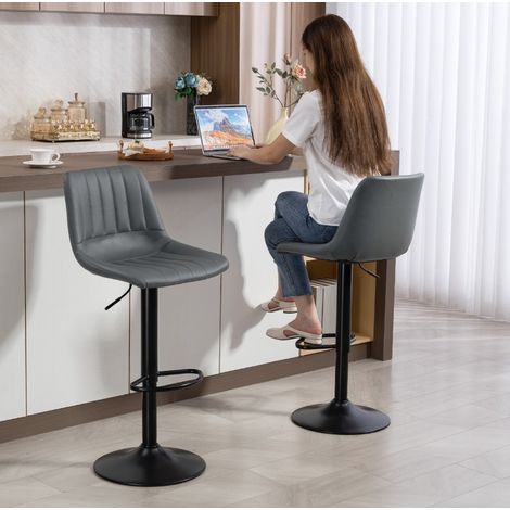 Barhocker 2er-Set höhenverstellbar drehbar Kunstleder OKMYHOME (1/5)