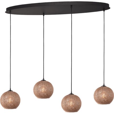 Lampe suspendue à 4 lumières Corda rotin ovale Ø 20cm - 2239-05-100-40-4-20 (1/2)