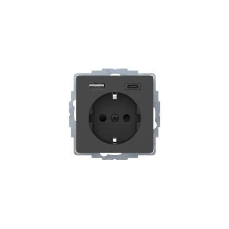 Berker Schuko USB presa antracite opaca