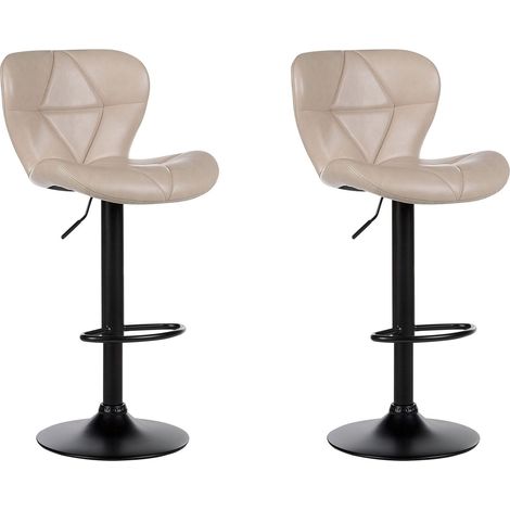 Set mit 2 Barstühlen VALETTA Kunstleder drehbar Hellbeige
