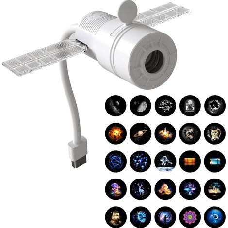 Proiettore galattico USB, luce notturna a forma di stella rotante con intensità regolabile per la camera da letto. (1/2)