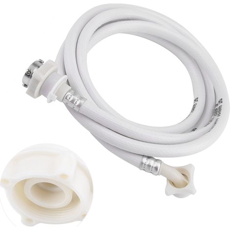 Raccord de tuyau d'arrivée d'eau pour machine à laver, blanc, 3 m de long (1/5)