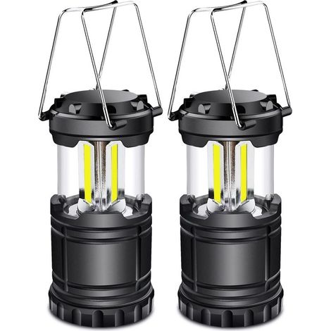 Lanterne Camping LED, Lampe Camping portable 350LM avec poignées en métal, pour Tente Camping Randonnée Pêche Cave etc, 2 pièces [Classe énergétique A+] (1/5)