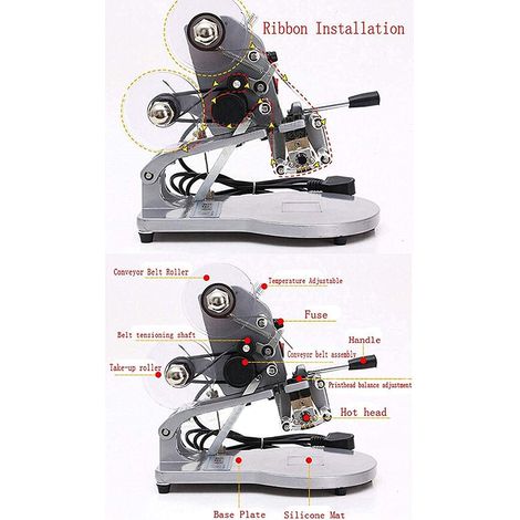 DY-8 Date Printing Machine Hot Code Stamp Printer Coding Machine Direct Thermal Label Printer Date Ribbon Encoder 220V 60W (1/5)