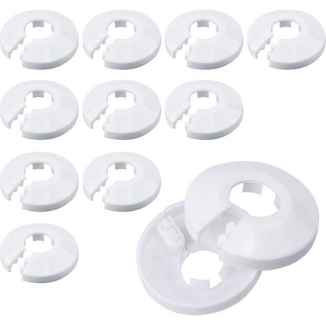 12Pcs Rosace de radiateur en plastique, Cache-tuyau, Colliers de Pipe Couvercles de Tuyaux de Radiateur pour Trou de 15 mm, Rosaces de Recouvrement Pour Cacher les Tuyaux de Radiateurs(B