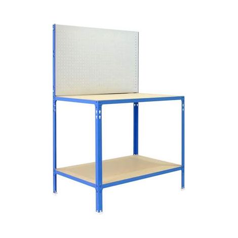 Établi bleu galvanisé bois étagères charge 220 kgs dim.1445x1210x610mm à visser (1/3)