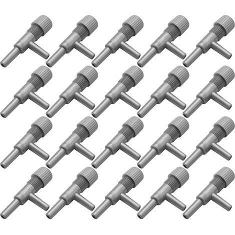 Tuyau d'oxygène pour aquarium, vanne de contrôle de débit, 20 pièces, gris (1/4)